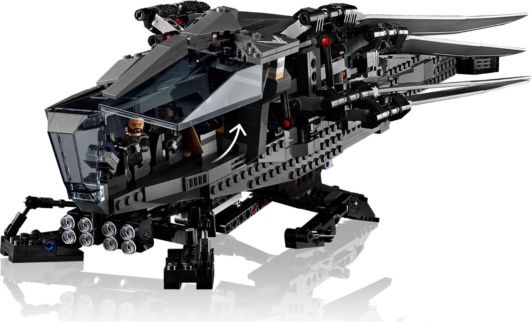 Cockpit and front landing gear detail on LEGO Dune Ornithopter 10327