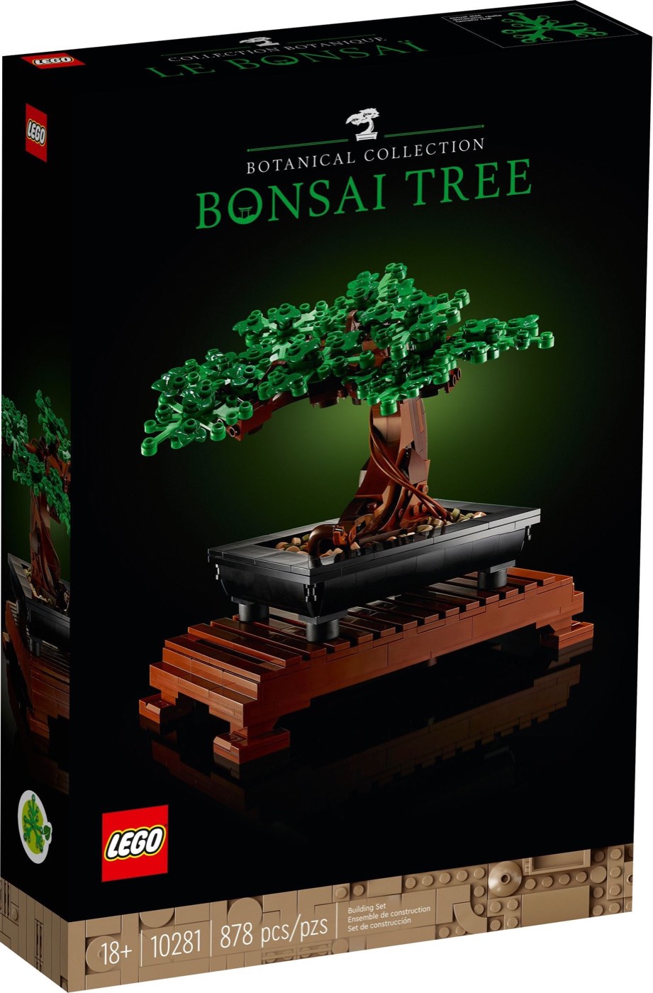 LEGO Bonsai Tree 10281 box art showing the green foliage version