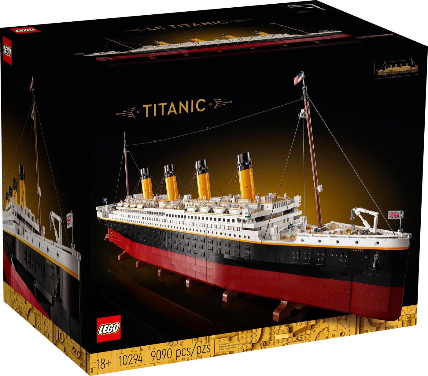 LEGO Titanic 10294 box art showing the completed ship model