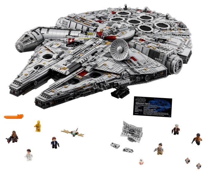 Built LEGO UCS Millennium Falcon (75192) seen from above